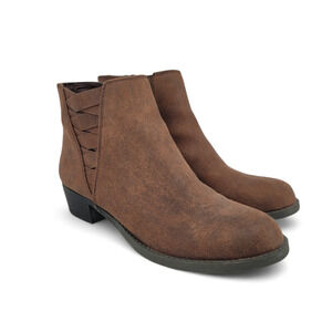 Carlos Santana Bert Booties Size 6 Brown Suede Western Ankle Zip‎ Low Heel